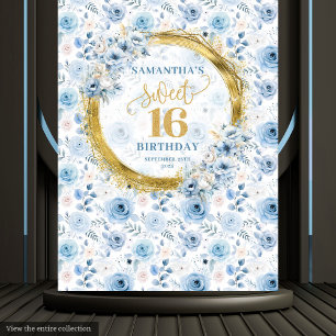 Tenture Fête Douce 16 Bleu Poussiéreux Élégant Paillettes