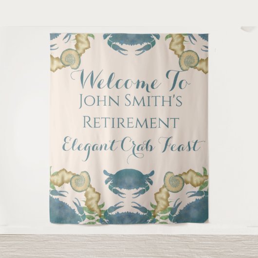 Tenture Fête du crabe - Aquarelle Crabes bleus, Retraite (Devant)
