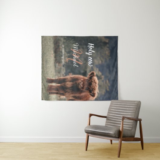 Tenture Fête du premier anniversaire avec monogramme de ve (En situation (horizontale))