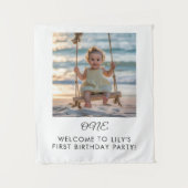 Tenture Fête du premier anniversaire de bébé fille minimal (Devant)