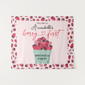Tenture Fête du premier anniversaire de Berry fraise (Devant (Horizontal))