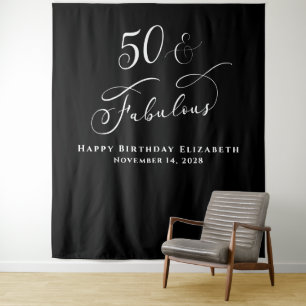 Tenture Fête élégante de 50 ans d'anniversaire noir