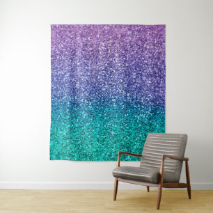 Tenture Fête Étincelante Violet Lavande & Vert Aqua Bleu C