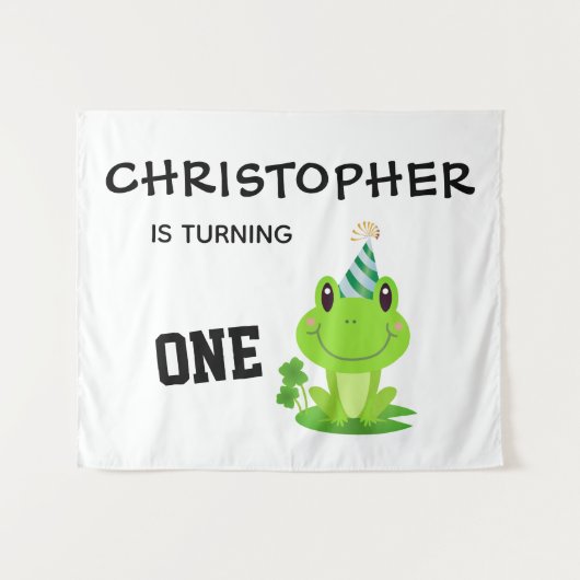 Tenture Fête Grenouille Anniversaire Premier Anniversaire  (Devant (Horizontal))