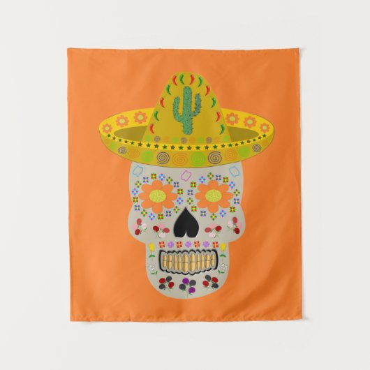 Tenture Fête mexicaine du crâne mort (Devant)
