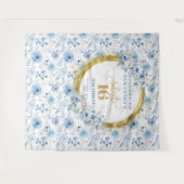 Tenture Fête pailletée or style élégant 16 ans bleu poussi (Devant (Horizontal))