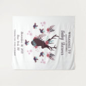 Tenture Fête Prénatale Bébé Fille Fleur Mauve Tête de Cerf (Devant (Horizontal))