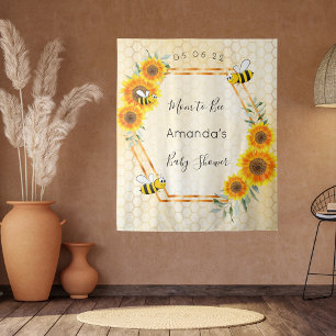 Tenture Fête prénatale Maman abeille tournesols bourdons