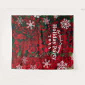 Tenture Fête Rouge Vert Flocon de Neige | Décor de Fond de (Devant (Horizontal))