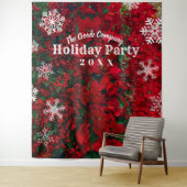 Tenture Fête Rouge Vert Flocon de neige | Fond de fête (En situation)