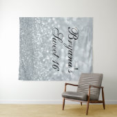 Tenture Fête Sweet 16 Pailletée Étincelante de Blanc (En situation (horizontale))