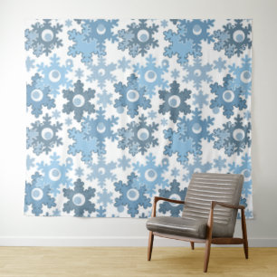 Tenture Fêtes de Noël Fête hiver Flamme de neige brillant