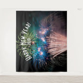 Tenture Feu d'artifice Nouvel An Fond de Photomaton Bleu (Devant)