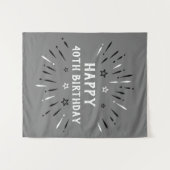 Tenture Feu d'artifice pour 40 ans Joyeux Anniversaire Gri (Devant (Horizontal))