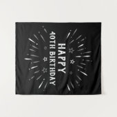 Tenture Feu d'artifice pour les 40 ans Noir Blanc Gris (Devant (Horizontal))