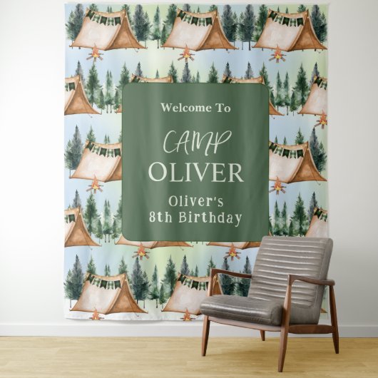 Tenture Feu de camp de camping S'mores Anniversaire Extéri (En situation)