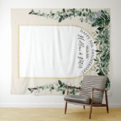 Tenture Feuillage aquarelle beige avec fond d'arche modern (En situation (horizontale))