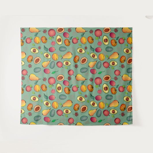 Tenture Feuillage Citrouille de fruits coloré d'automne (Devant (Horizontal))