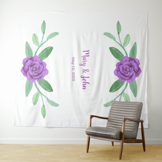 Tenture Feuillage de feuillage vert violet (En situation (horizontale))