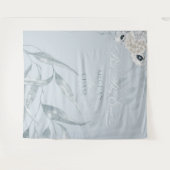 Tenture Feuillage et fleurs élégants à l'aquarelle bleu po (Devant (Horizontal))