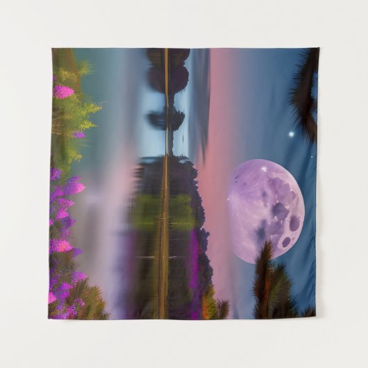 Tenture Feuillage pourpre Lune et lac paisible (Devant (Horizontal))