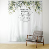 Tenture Feuillage vert chic eucalyptus 16e anniversaire (En situation)