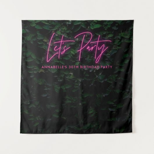 Tenture Feuillage vert moderne fille rose néon Faisons la (Devant)