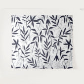 Tenture Feuille de bambou bleu motif japonais (Devant (Horizontal))