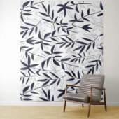 Tenture Feuille de bambou bleu motif japonais (En situation)