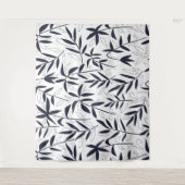 Tenture Feuille de bambou bleu motif japonais (Devant)