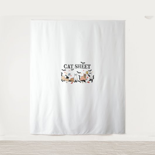 Tenture Feuille de chat Cute Chats noirs en Ghost Hallowee (Devant)