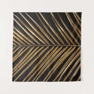 Tenture Feuille de palme dorée : minimaliste noir