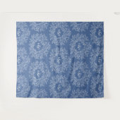 Tenture Feuille dessiné à la main monogramme bleu mariage  (Devant (Horizontal))