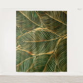 Tenture Feuille d'or Forêt verte Élégant Motif (Devant)