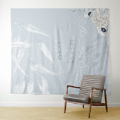 Tenture Feuille élégante aquarelle blanche bleu poussiéreu (En situation (horizontale))