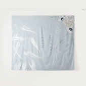 Tenture Feuille élégante aquarelle blanche bleu poussiéreu (Devant (Horizontal))