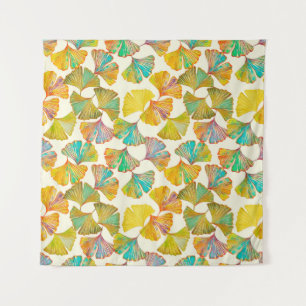 Tenture Feuille Gingko sur le sol motif sans couture. Aqua