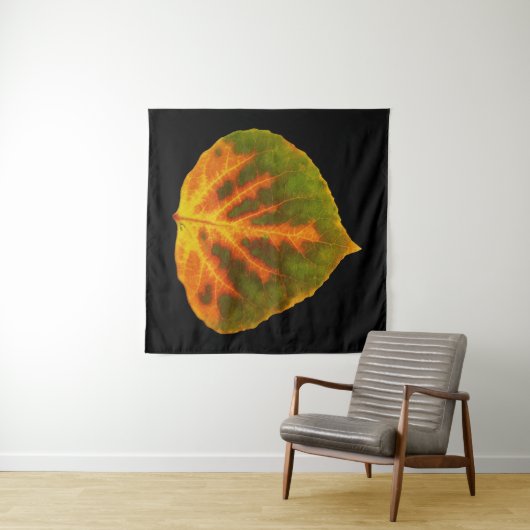 Tenture Feuille vert orange et jaune d'Aspen #1 (En situation (horizontale))