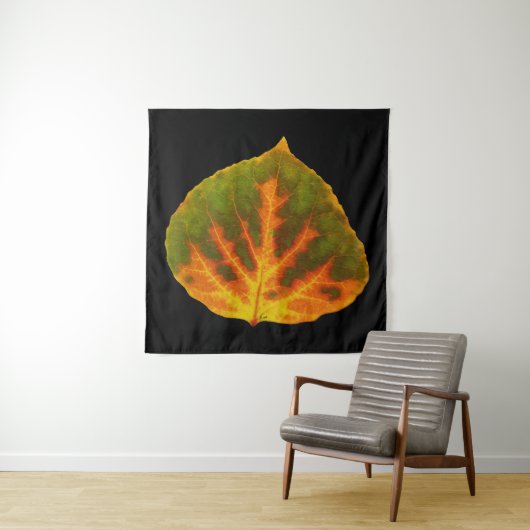 Tenture Feuille vert orange et jaune d'Aspen #1 (En situation)