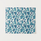 Tenture Feuilles Abstraits blancs et bleus | Motif côtier (Devant (Horizontal))