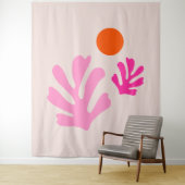 Tenture Feuilles Abstraits rose orange moderne formes déco (En situation)