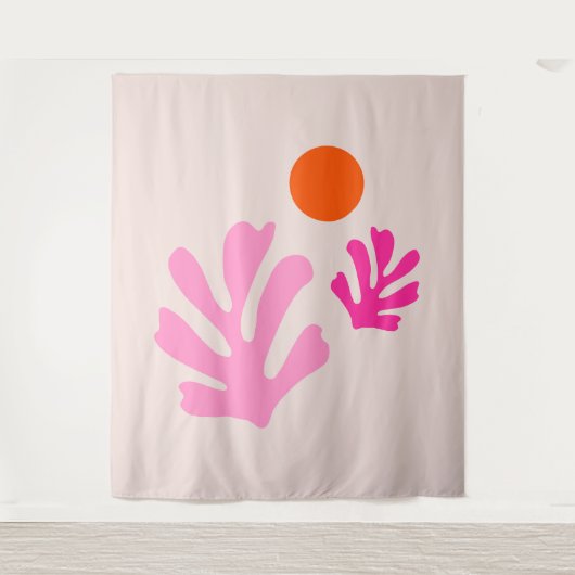 Tenture Feuilles Abstraits rose orange moderne formes déco (Devant)