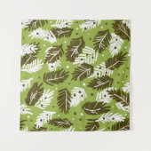 Tenture Feuilles blancs verts : Motif conifère (Devant (Horizontal))