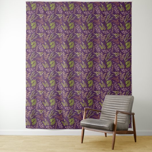 Tenture Feuilles botaniques : un dos violet époustouflant (En situation)