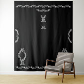 Tenture Feuilles d'Acanthus Florales Noir & Blanc Faites v (En situation)