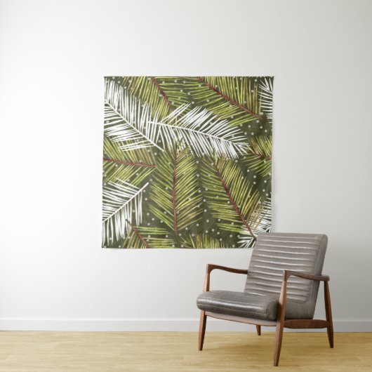 Tenture Feuilles d'aquarelle verte : Illustration transpar (En situation (horizontale))