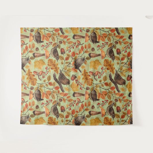 Tenture Feuilles d'automne, baies, champignons et fleurs (Devant (Horizontal))