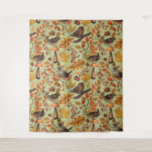 Tenture Feuilles d'automne, baies, champignons et fleurs (Devant)