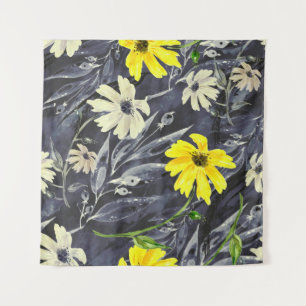 Tenture Feuilles d'automne, baies : motif d'aquarelle.