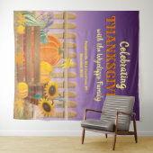 Tenture Feuilles d'automne de tournesol Citrouille Bon tha (En situation (horizontale))